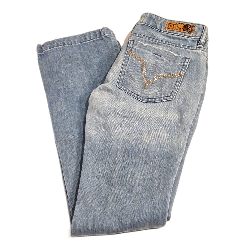 Volcom Dallas Boot Cut Jeans | Women's Size 0 | Light Wash Low Rise Denim